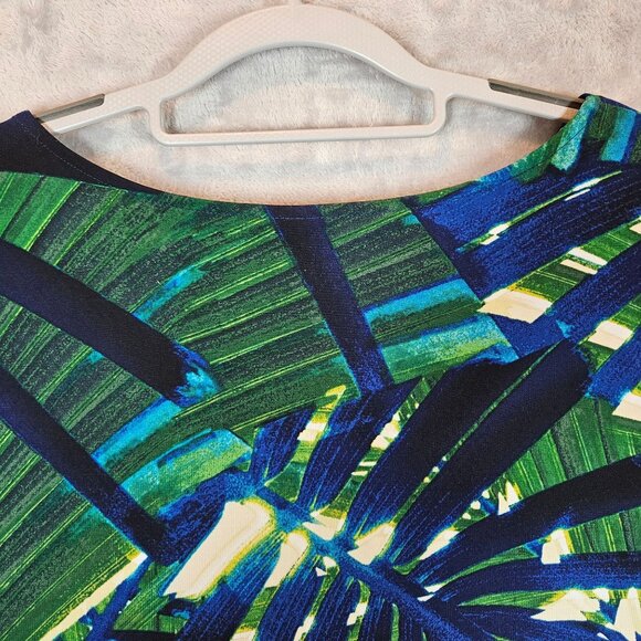 Worthington Blouse Womens 2X Bold Colorful Tropical Leaf Pleats Top casual flowy - Picture 6 of 11